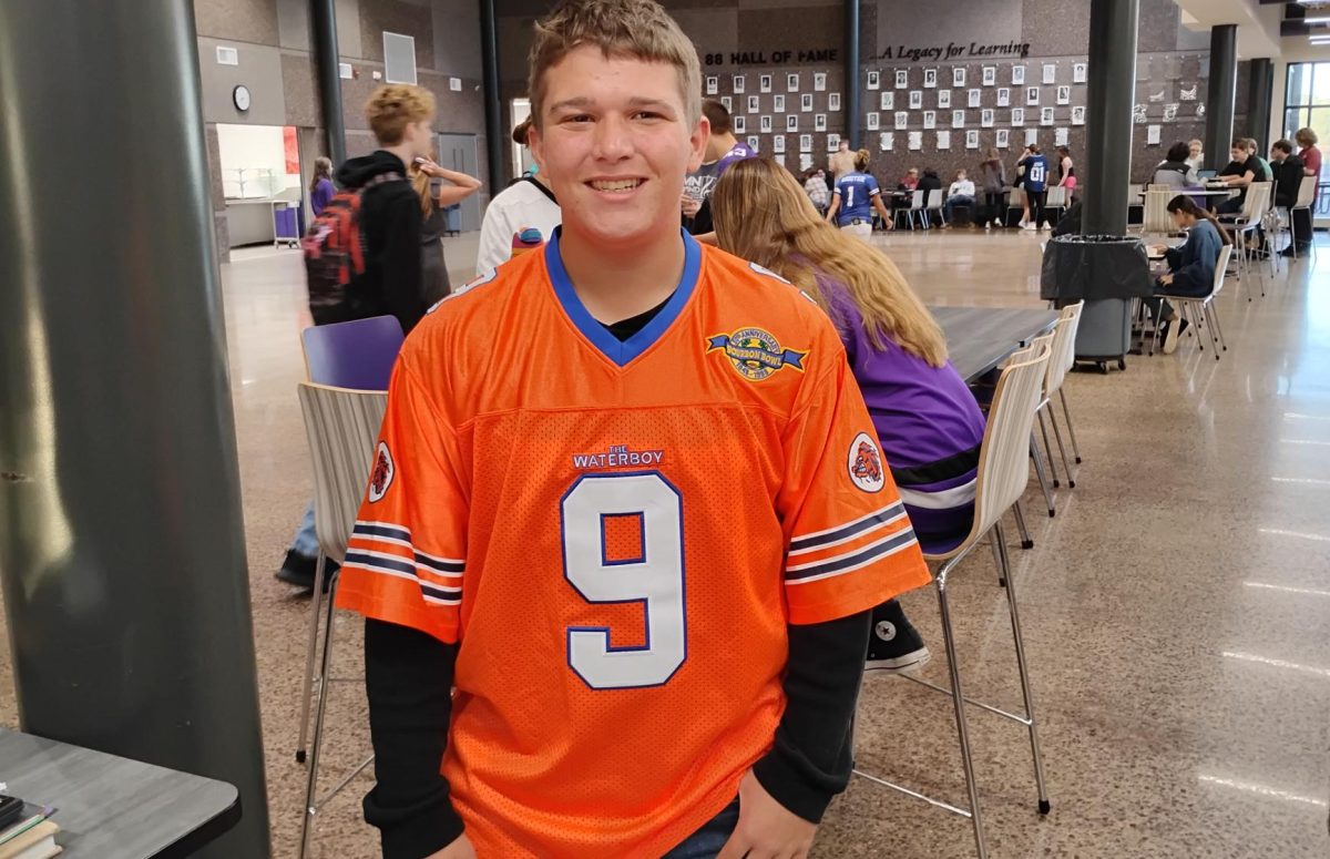 Junior Landen Bohline wearing his Waterboy jersey.