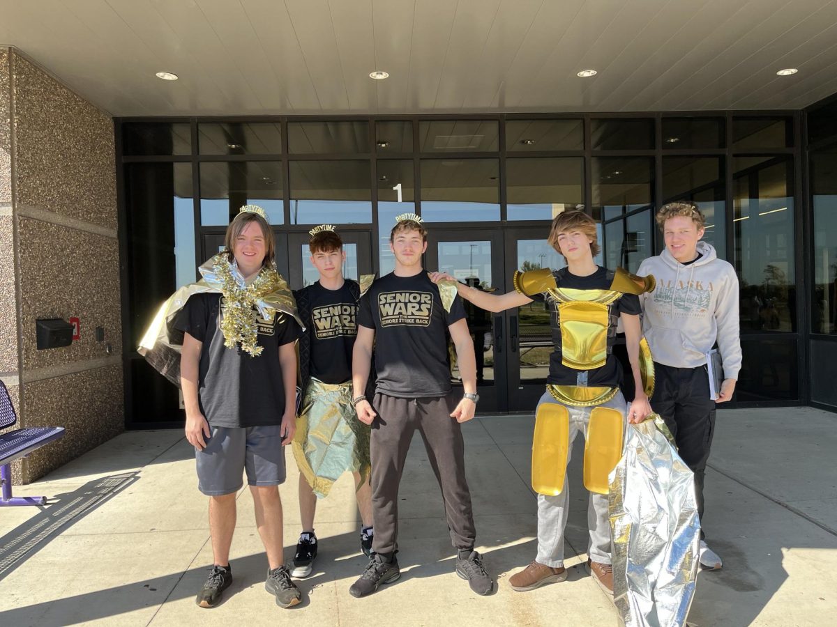 Left to right: Jonathan Meier, Silas Daly, Brody Helget, Zachary Oswald, and Cameron Caudill dressed up for BOTC