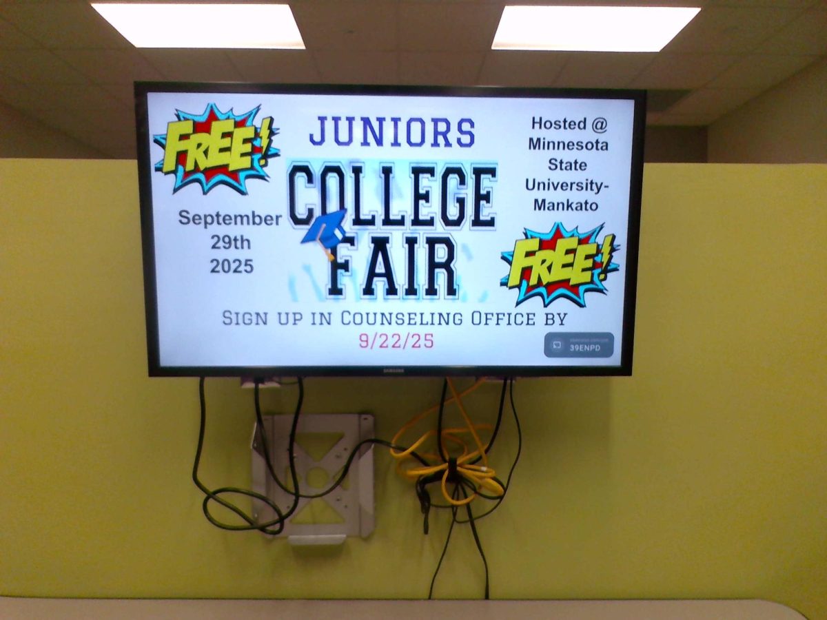 Advertising the College Fair for the 11th Graders.