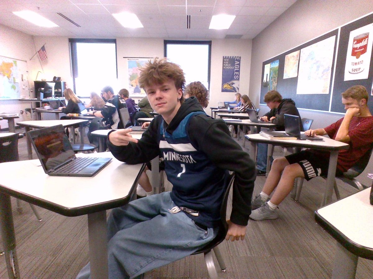 Caden Forsythe rocking the T-Wolves jersey.