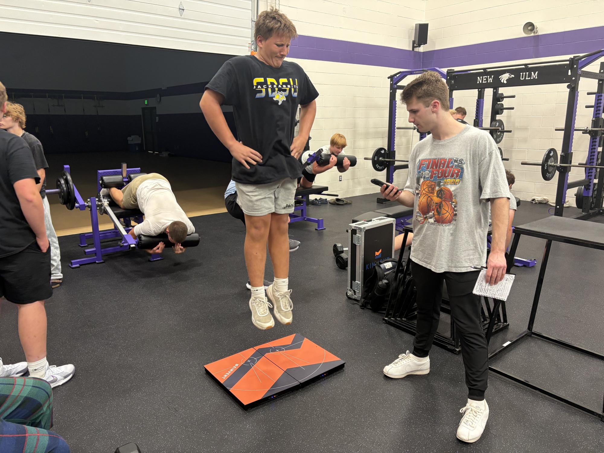 Crosby Batt taking his turn to use the force plates