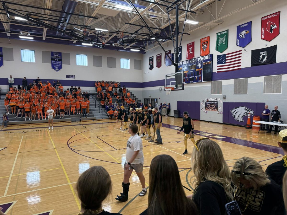 Seniors (L-R) - Brady Dennis, Zach Hubbard, Cohen Domeier, Tilken Fruhwirth, Austin Krohn, Parker Neubauer, Kyle Albrecht, Tate Isaccson, John Sondag, and Ryan Rathmann ready to dominate dodgeball. 