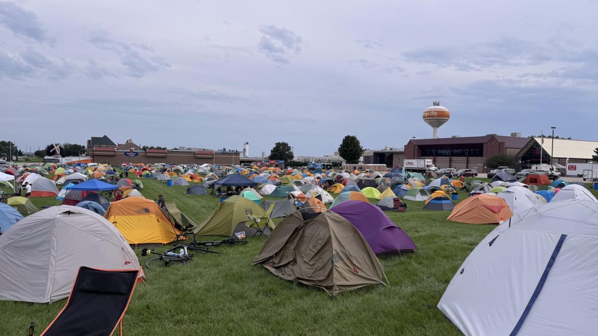 RAGBRAI campers settling in after a long day on the trail.