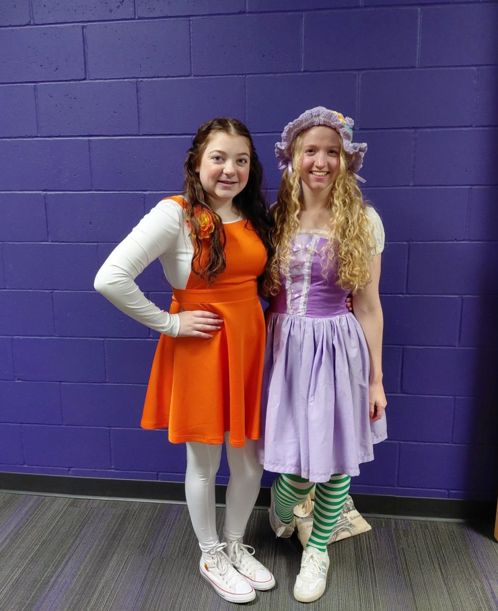 Seniors: Sophie Lund dressed as Orange Blossom and Sophia Berger dressed as Angel Cake (Missing is Bronwyn Schlagel who is dressed as Strawberry Shortcake).