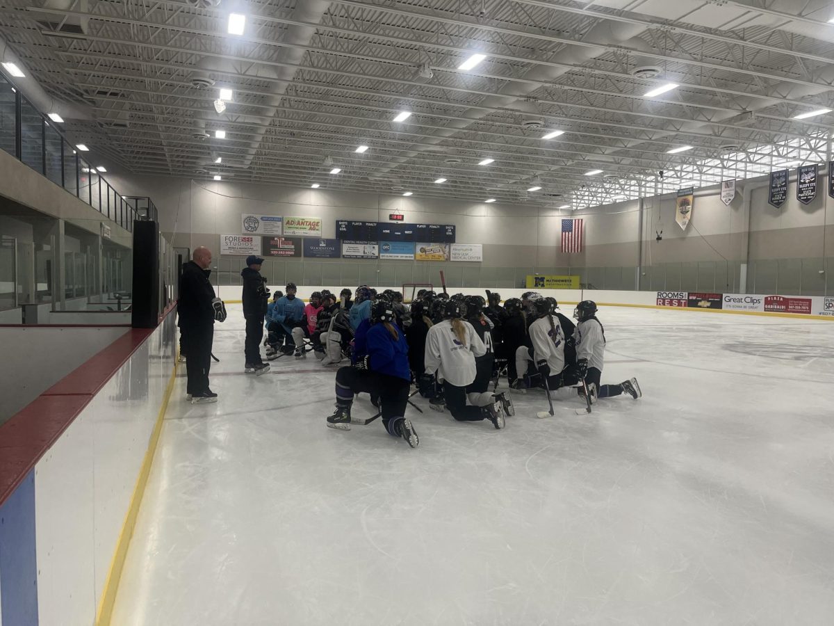 New Ulm hockey girls first day of practice with a new coach  