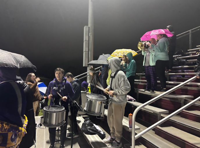 The NUHS band preforms at halftime during the section 2AA championship game at New Prague versus Worthington.