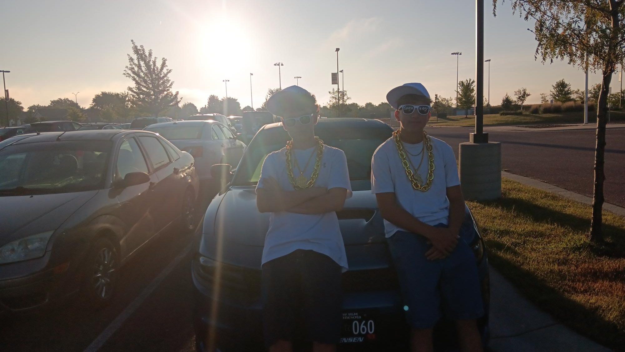 Students Julian Hanson, left and Braylon Jensen dressed up for twin day 