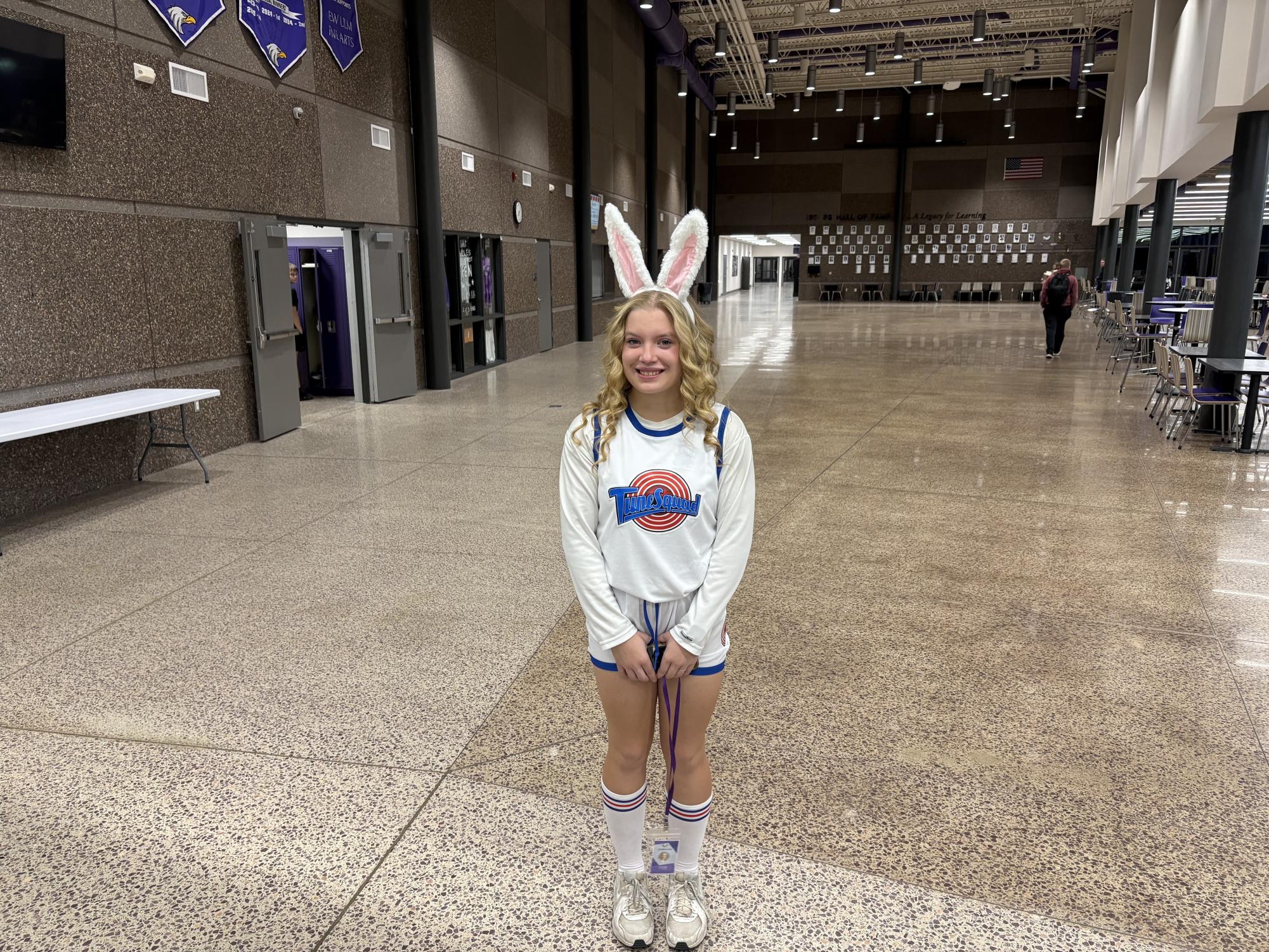 Senior Lilly Kral dresses up as Lola Bunny for Halloween event at NUHS.