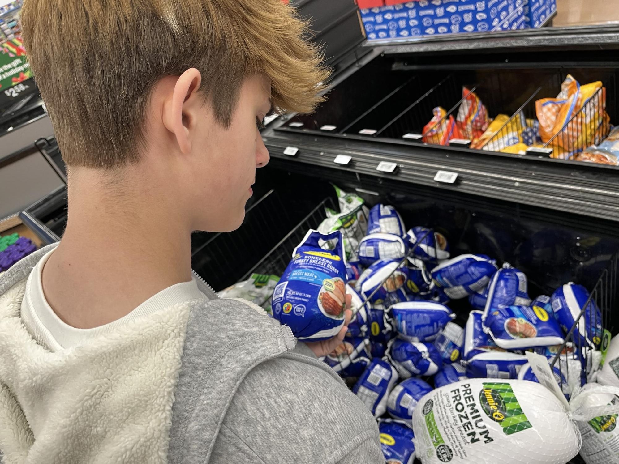 Silas Daly making his choice between ham or turkey.