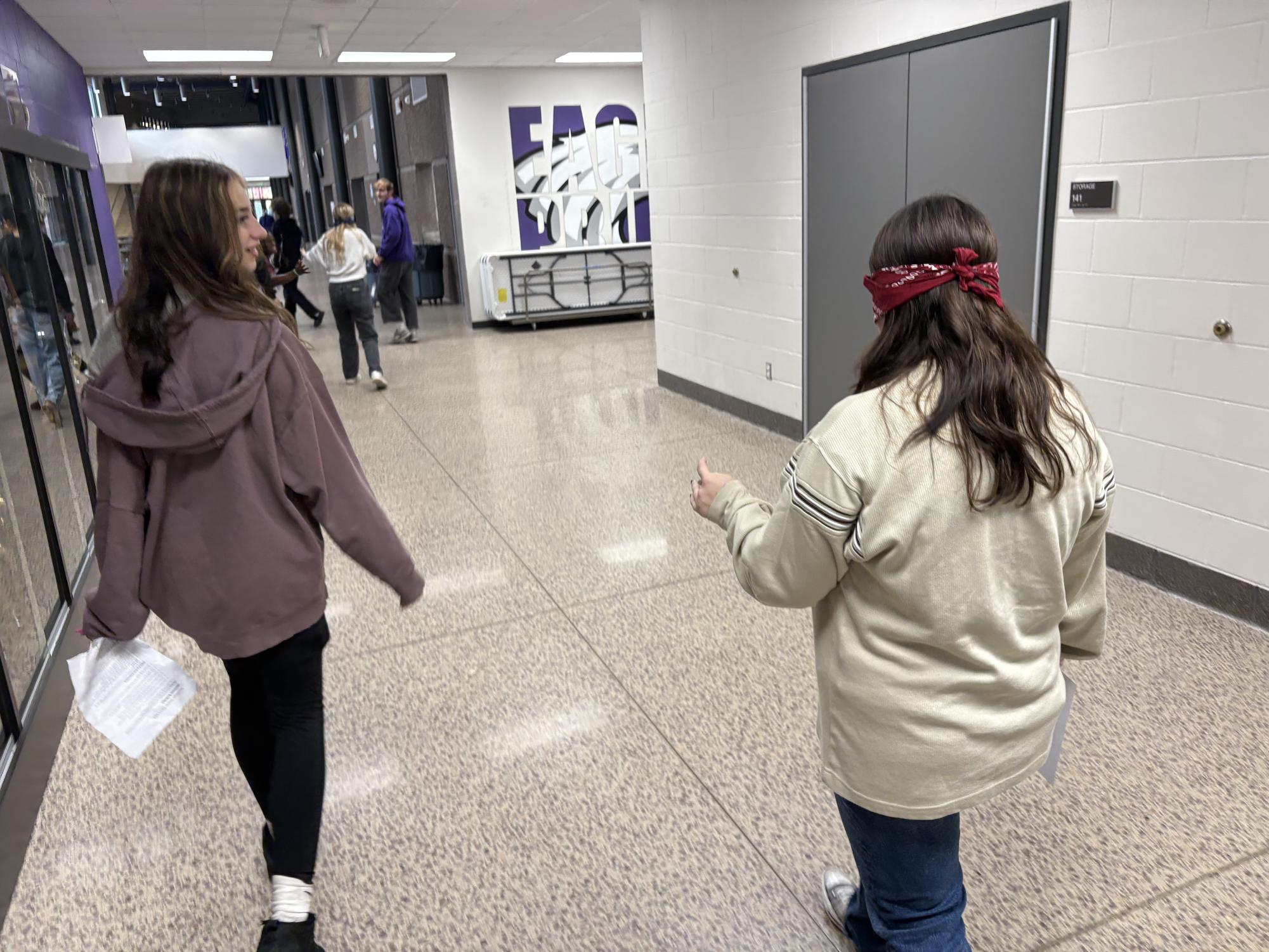 Arya Goblirsch and Kyla Freeman conducting their sensory experiment