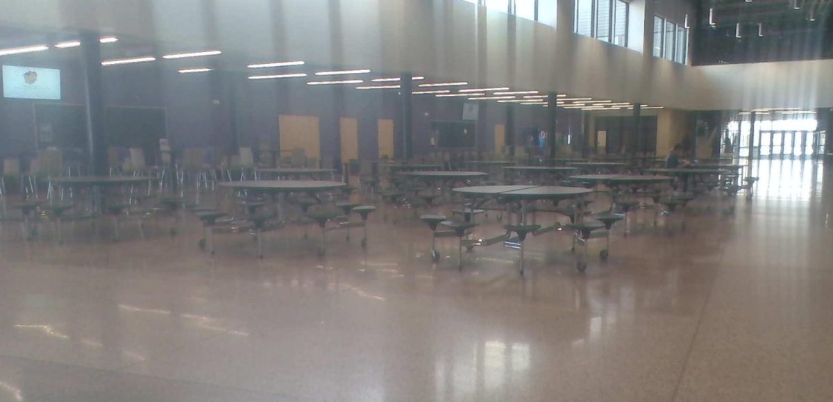 Lunch lady eating alone. 