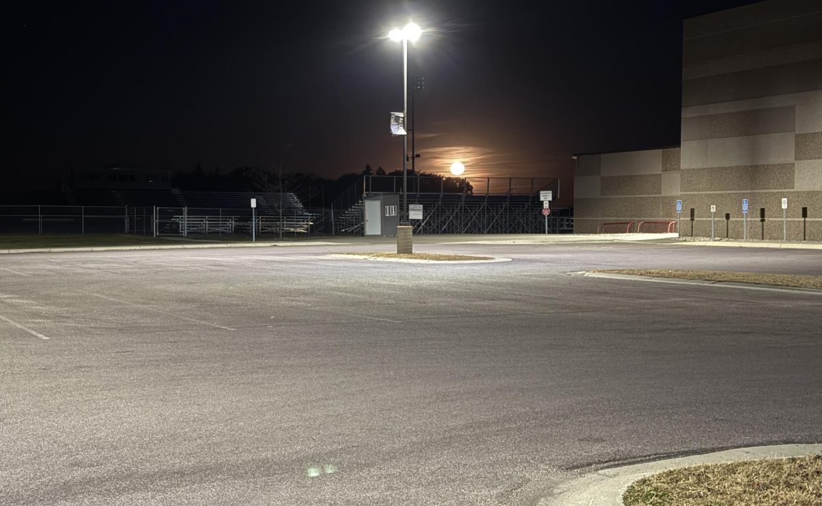 Early morning view of the high school lot.