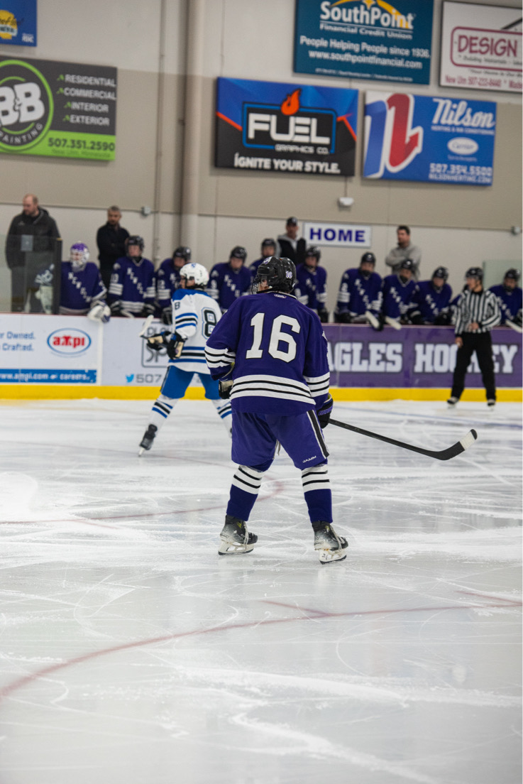 Brody Nordby scores the first goal to give the Eagles an early lead.