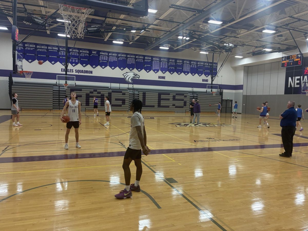 Boys basketball practicing in the new Alina Health Gymnasium, getting playoff ready. "With the playoffs coming up, the Eags are dialed in at practice, and ready to take down anyone in our way - team chemistry and energy is at an all time high," said junior guard Levi Hopp.