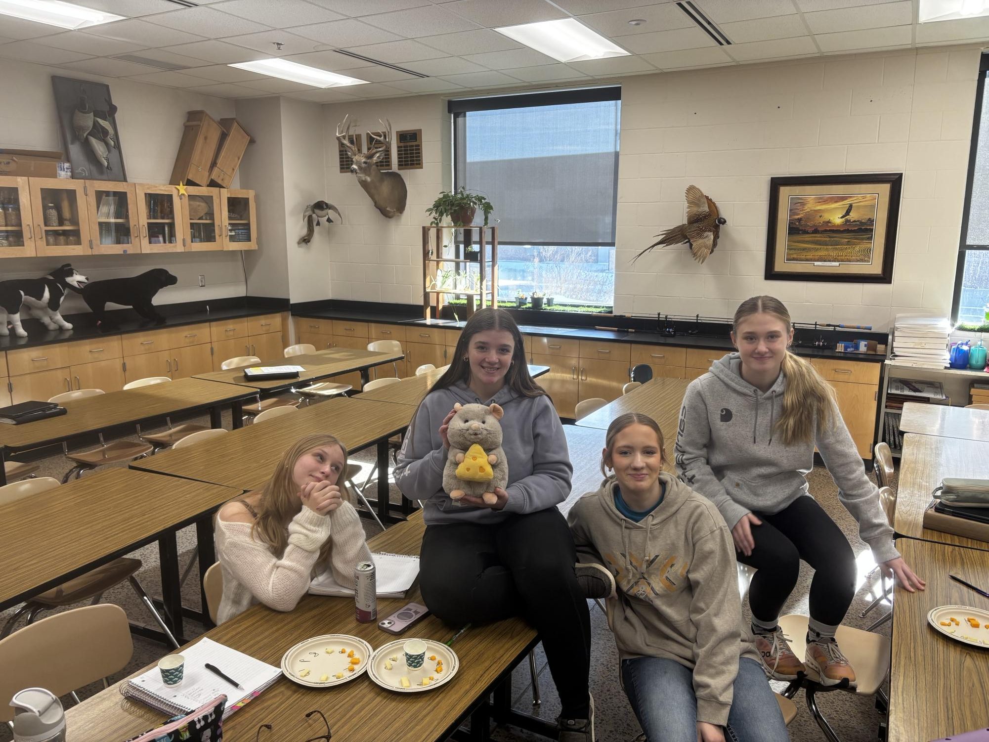The Milk quality team practicing in the Ag classroom. The team is preparing the regions competition. "We've been practicing everyday during lunch two and hope to make it to state," said Natalia.