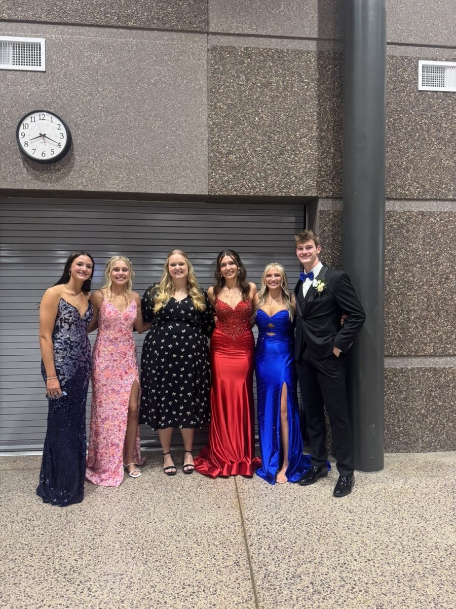 Junior chemistry students take a picture with Ms. Hoefker after the grand march.