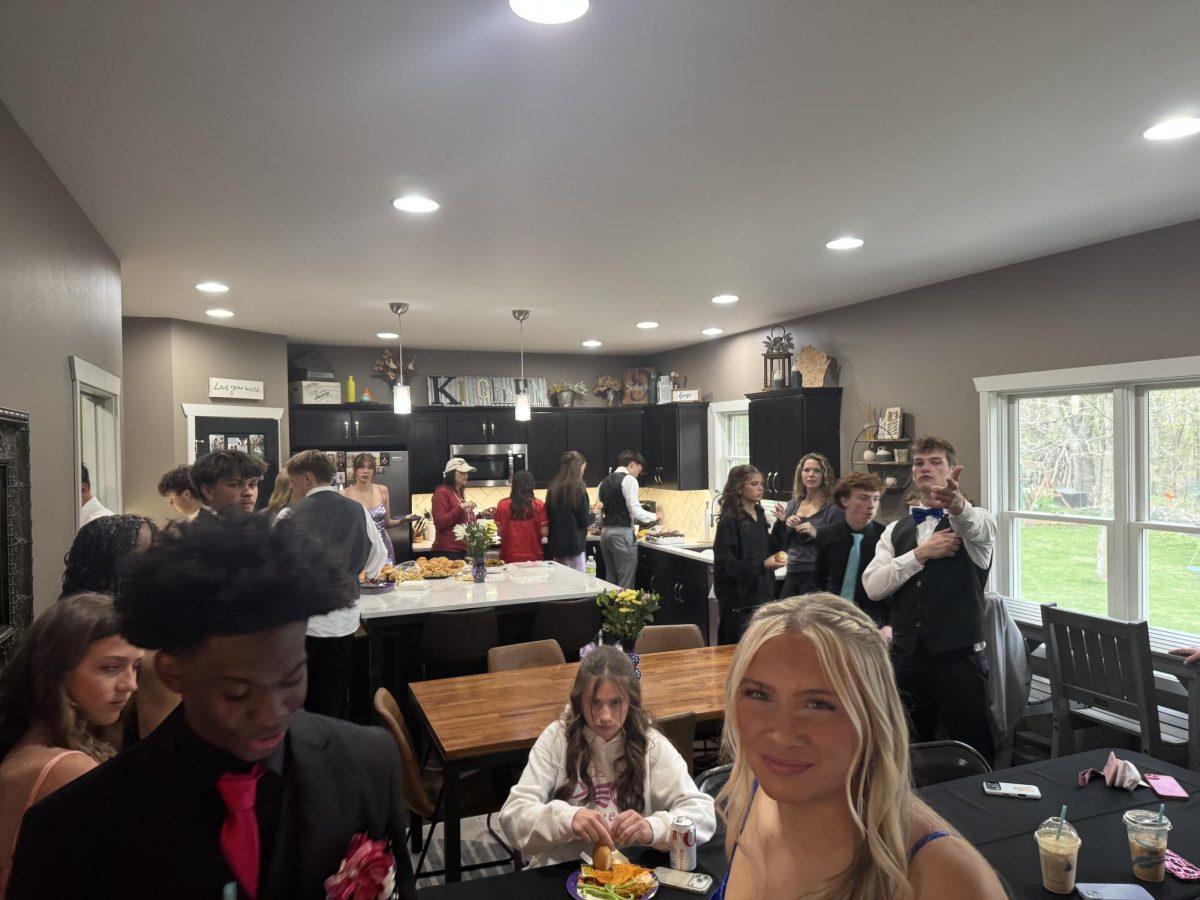 Prom group getting ready to have supper