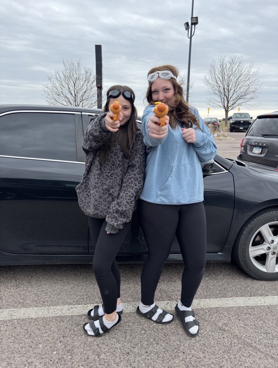 Seniors Lahni and Maddie go hunting for their targets